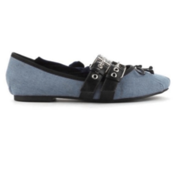Sold! Wrap Around Denim Ballet Flats - Picture 2 of 7